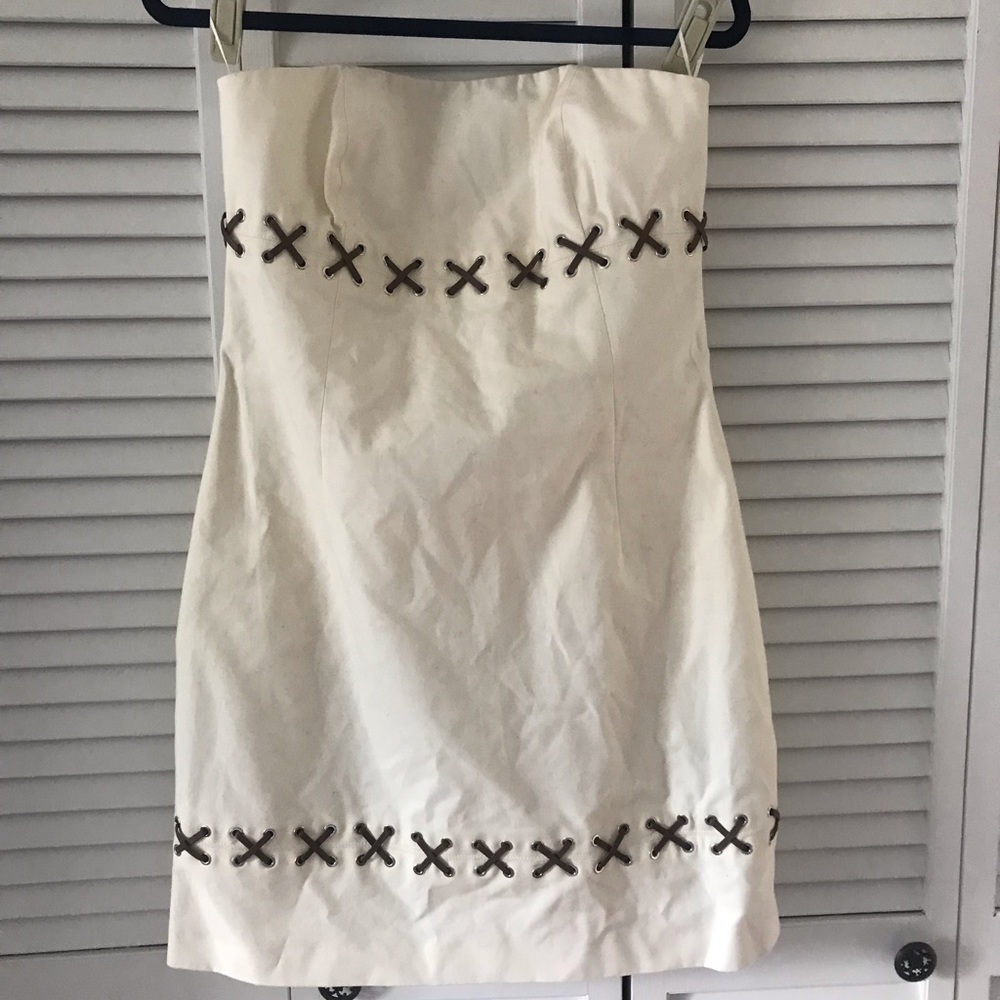 Michael Kors cream mini dress with leather